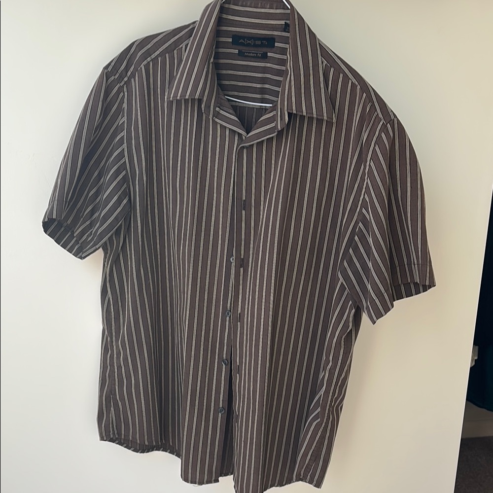 Axist Brown Casual Button Down Shirt Regular Fit